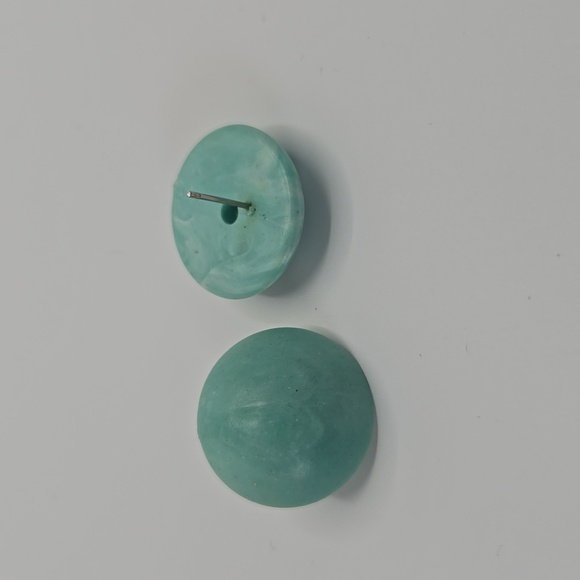 Medium sized blue and white round earrings - Picture 3 of 4